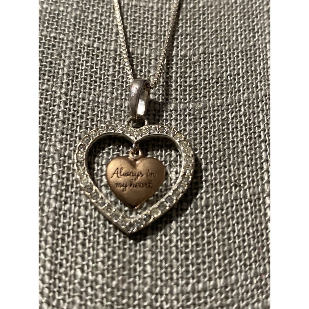 Two Tone Sterling Silver 925(SISTERS)"ALWAYS IN MY HEART"Pendant With ZCNecklace